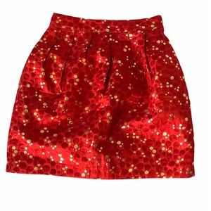 Lauren Moffatt Red Metallic Bubble Skirt
